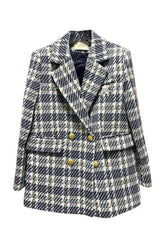 Blazer en tweed à carreaux vintage d'automne